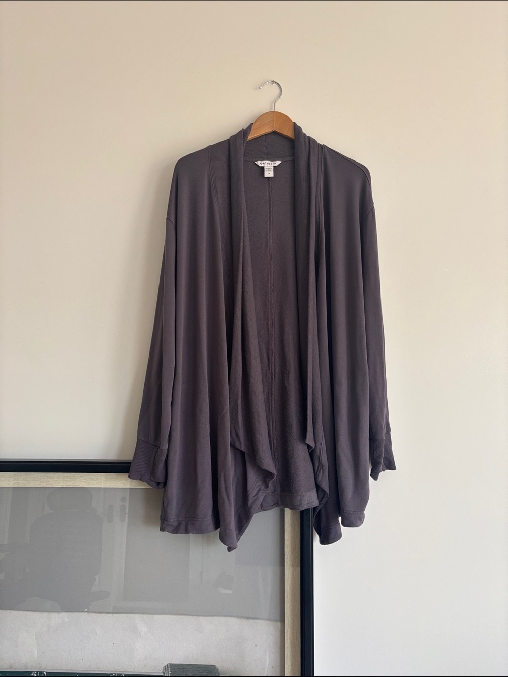Athleta Charcoal Draped Open-Front Cardigan